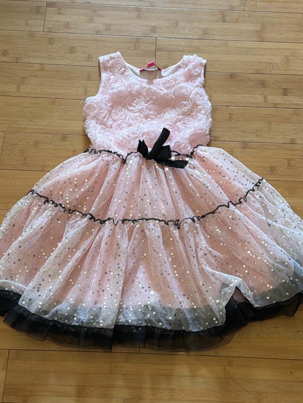 Betsey Johnson Pink and Black Sequin Tulle Party Dress - Girls